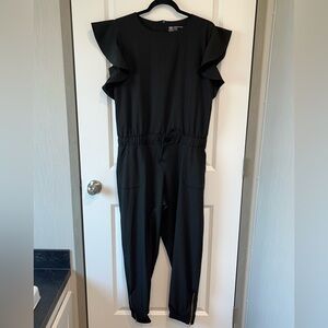 Albion Womens Medium Jumpsuit Tie Cinch Waist Short Sleeve Everyday Wear